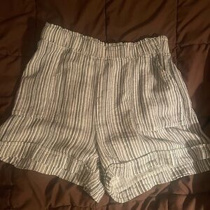 Time and Tru Black and White Striped High Waist Shorts